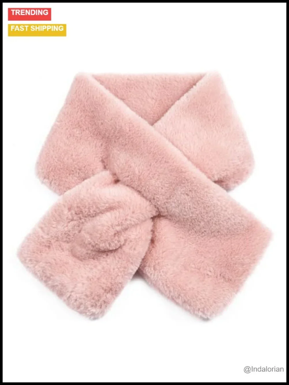 Faux Fur Loophole Scarf with Plush Collar, Machine Washable Neck Shrug